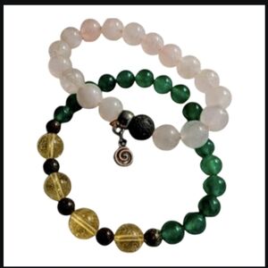 Gemstone bracelets (set) , Green aventurine bracelet & a Pink rose quartz.